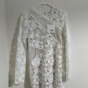 White women's lace dress